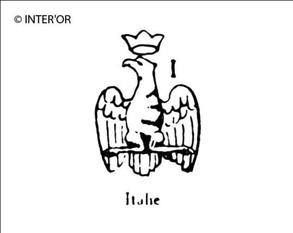 Aigle couronne et chiffre 1 au-dessus de l'aile de droite