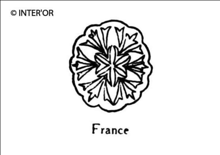 Fleur de bassin et flanquee de 6 fleurons d'ornements