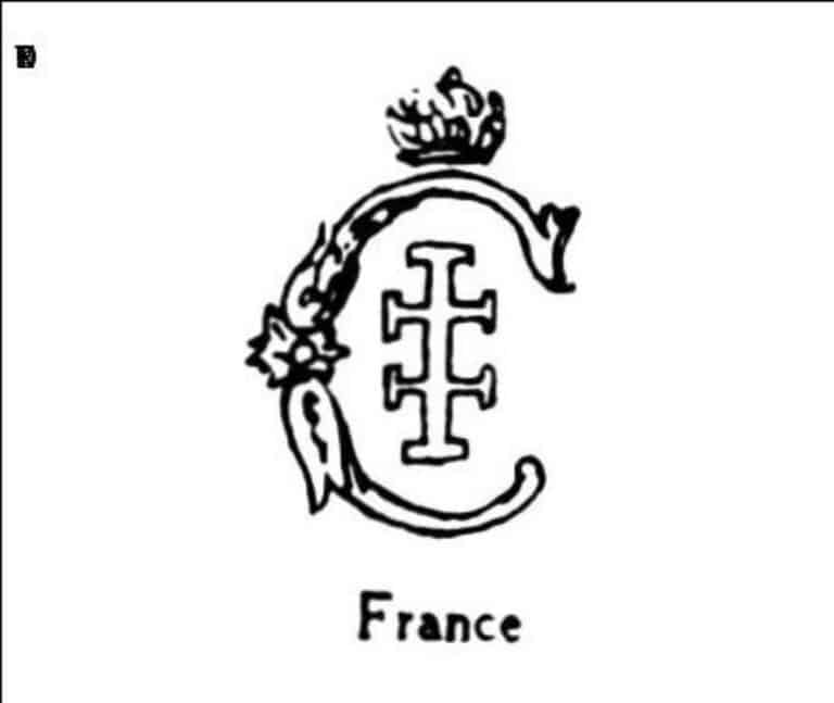 Lettre c couronnee avec croix de lorraine