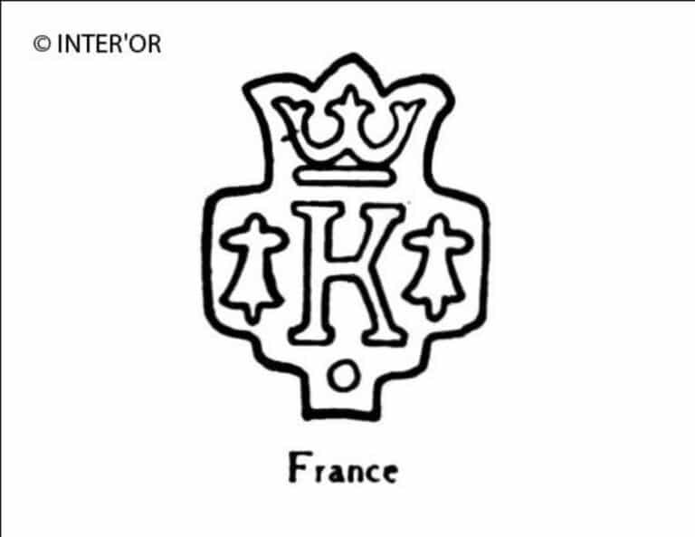 Lettre k couronnee entre deux hermines