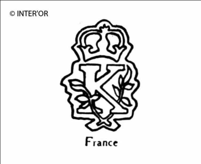 Lettre k palmee et couronnee