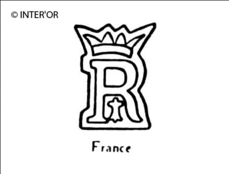 Lettre r couronnee hermine en dessous