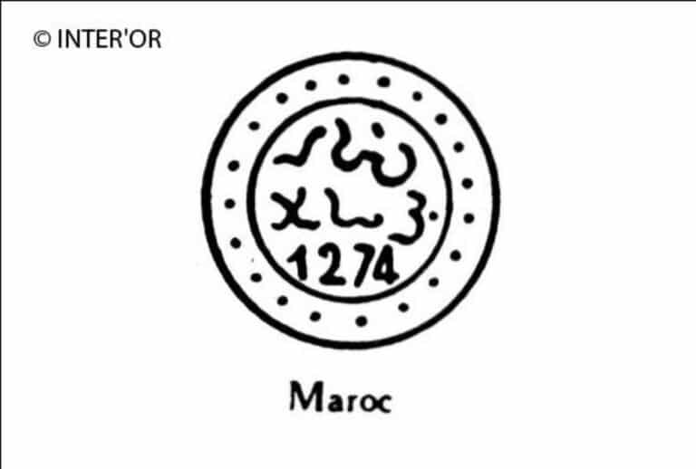 Nombre 1274 et caracteres arabes dans une double circonference