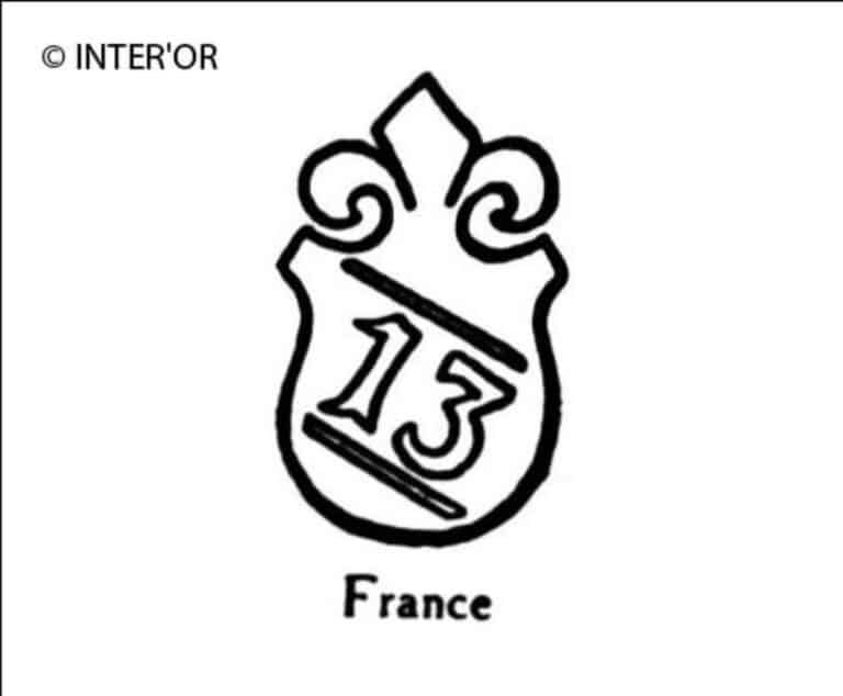 Nombre 13 entre 2 bandes dans ecusson