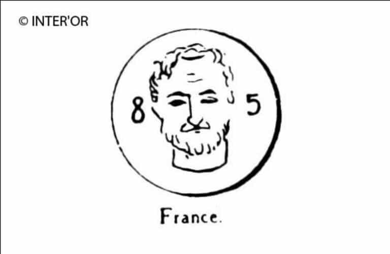 Petite tete de vieillard vue de face avec le n° 85