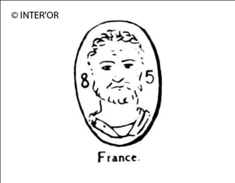 Tete de vieillard vue de face avec le n° 86